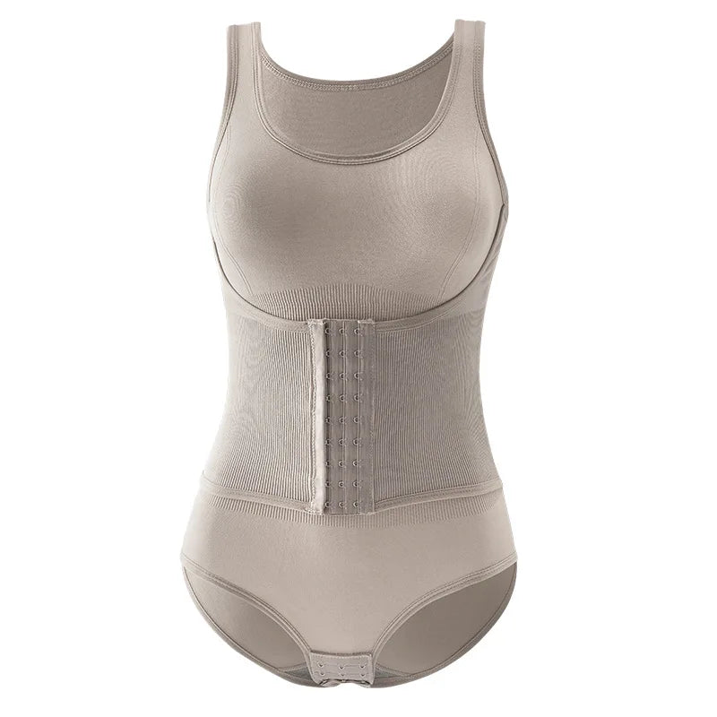 Women Shapewear Bodysuit Double Layer Tummy Control Triangle Cut Snap Crotch Butt Lift Waist Trainer Slimming Underwear