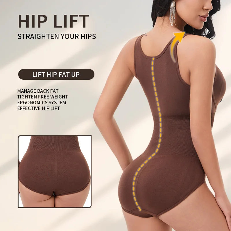 Women Shapewear Bodysuit Double Layer Tummy Control Triangle Cut Snap Crotch Butt Lift Waist Trainer Slimming Underwear