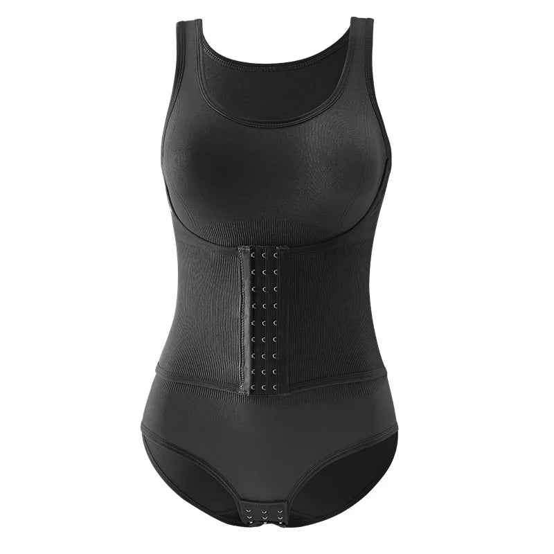 Women Shapewear Bodysuit Double Layer Tummy Control Triangle Cut Snap Crotch Butt Lift Waist Trainer Slimming Underwear