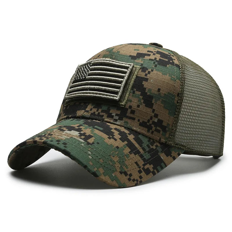 Black Mesh - Backed Baseball Cap with American Flag Patch - Stylish and Patriotic Accessory