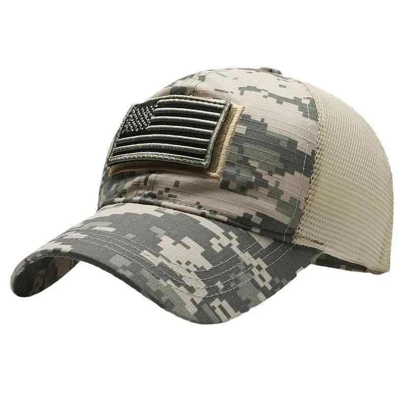 Black Mesh - Backed Baseball Cap with American Flag Patch - Stylish and Patriotic Accessory