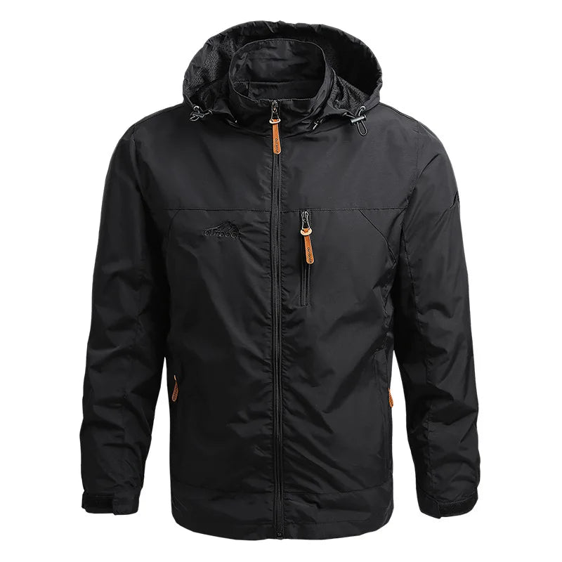 "Men's Tactical Outdoor Windbreaker - Waterproof & Windproof Hooded Jacket"