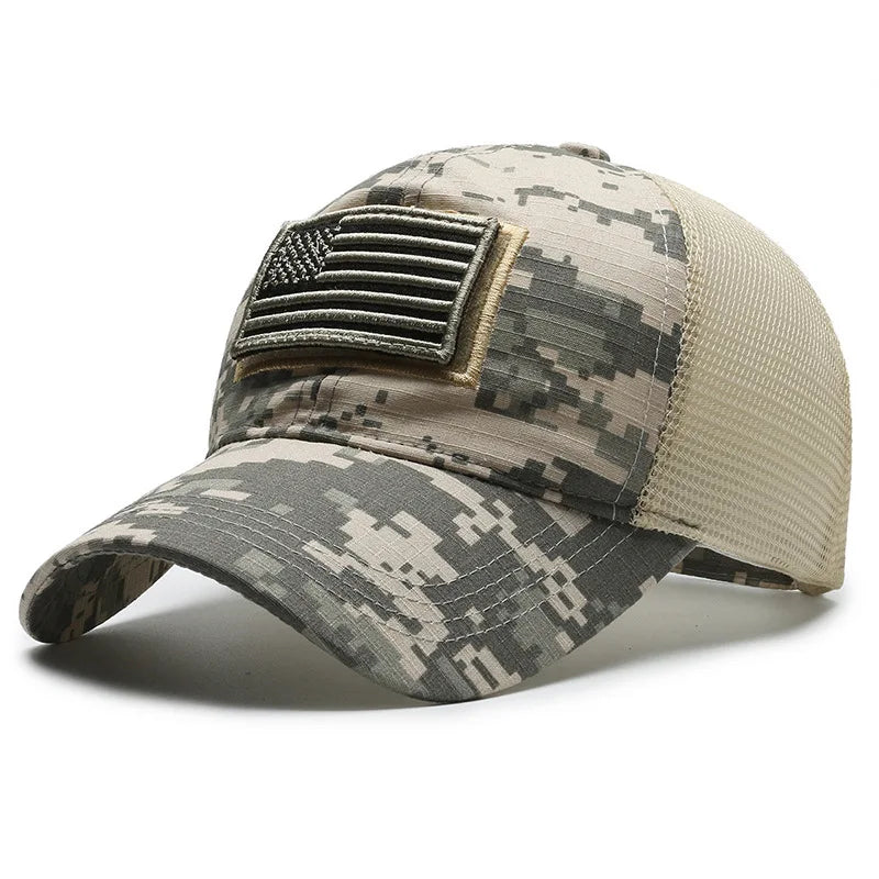 Black Mesh - Backed Baseball Cap with American Flag Patch - Stylish and Patriotic Accessory